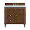 James Martin Vanities 36'' Single Vanity, Mid-Century Walnut w/ 3 CM Carrara White Marble Top 424-V36-WLT-3CAR - alternate 1